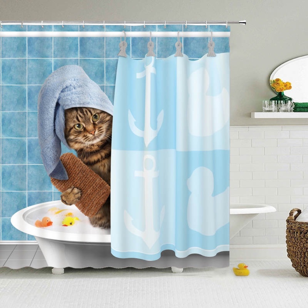 3d funny cat shower curtain